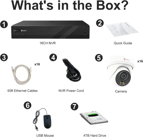 Miniatura 8 de Anpviz Sistema de cámara de seguridad PoE NVR de 16 canales, 12MP 4K 16CH NVR comercial de 4 TB para empresas, 16 cámaras de torreta IP con cable