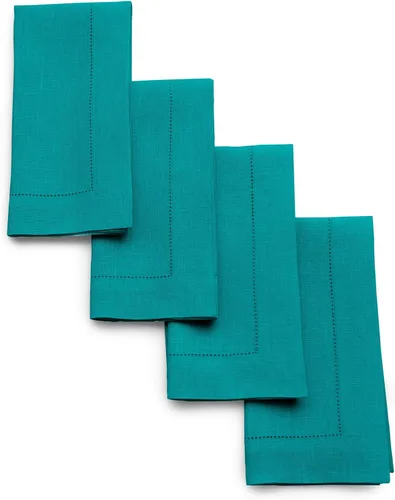Miniatura 21 de Solino Home Juego de 4 manteles individuales de lino – Manteles individuales clásicos con vainica azul cielo de 14 x 19 pulgadas – manteles 09: Azul