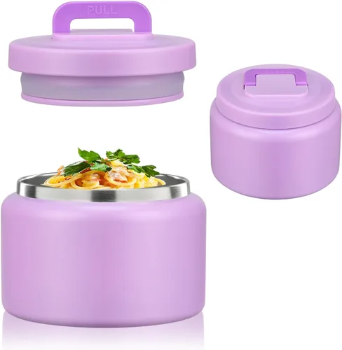 Miniatura 19 de JXXM Tarro térmico de 8 onzas para alimentos fríos y calientes para niños, recipientes aislados para el almuerzo, tarro de comida caliente, a prueba