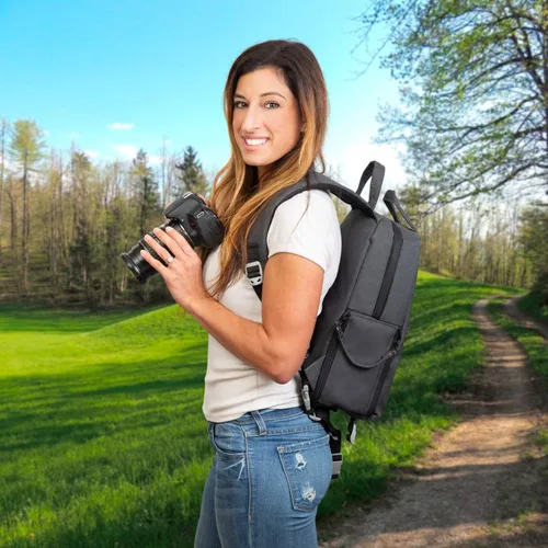 Miniatura 8 de Deco Gear Mochila multifunción para cámara SLR/DSLR con puerto de carga USB integrado para Canon, Nikon, Sony, compatible con cámaras sin espejo