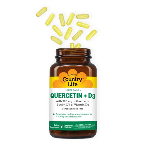 Miniatura 4 de Country Life Cápsulas de quercetina de 500 mg con vitamina D3 800 UI – Suplemento de apoyo inmunológico para adultos – Potenciadores inmunológicos