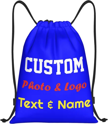 Bolsa de cordón personalizada personalizada con cordón a granel para gimnasio, natación, deportes, yoga, bolsa de compras con fototextologotipo,