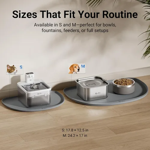 Miniatura 6 de DownyPaws Tapetes de Comida para Gatos para Pisos Impermeables, Tapete de Alimentación para Mascotas de Silicona Libre de BPA, Tapete Antideslizante