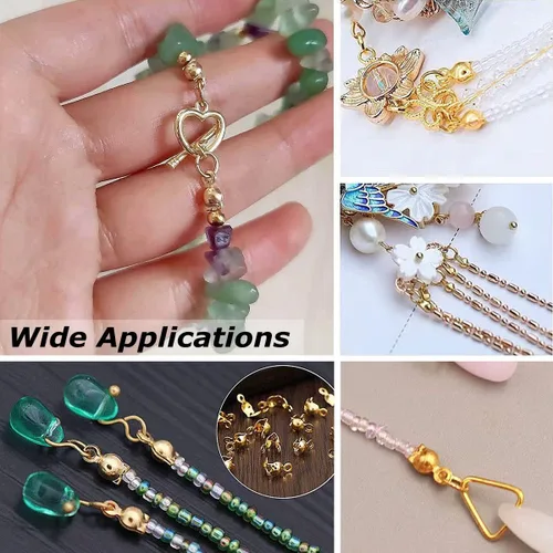 Miniatura 4 de 500 piezas de extremos de calotte plateados cubiertas de nudos para hacer pulseras DIY de joyería, puntas de cuentas abiertas con placa metálica