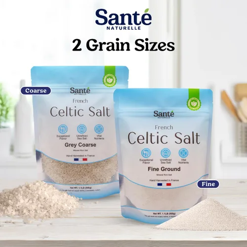 Miniatura 8 de Sante Naturelle Celtic Salt - Sal marina molida fina – 1.1lb (18oz) Paquete de 3, sal marina francesa orgánica sin refinar, rica en más de 82
