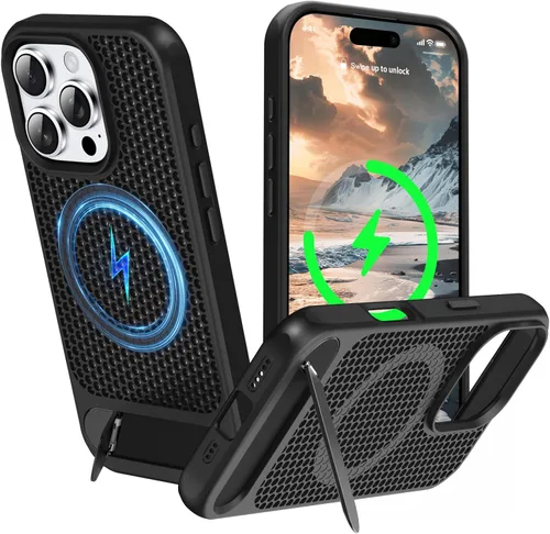 Miniatura 42 de Funda magnética de disipación de calor para iPhone 13 Pro Max, para MagSafe, protección contra caídas Coolingf, funda con función atril ajustable