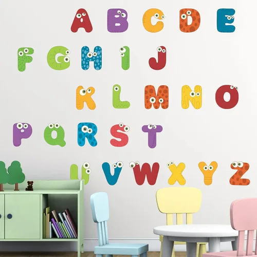 Miniatura 6 de Calcomanías de pared con letras ABC, calcomanías del alfabeto para decoración de habitación de niños, decoración de pared para guardería, decoración