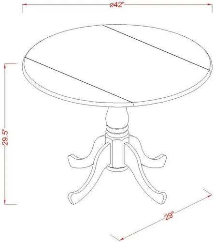 Miniatura 11 de East West Furniture DLGA3-AWA-03 - Juego de mesa de comedor de 3 piezas que contiene una mesa de cocina redonda con gotas y 2 sillas Parson, 42 x 42