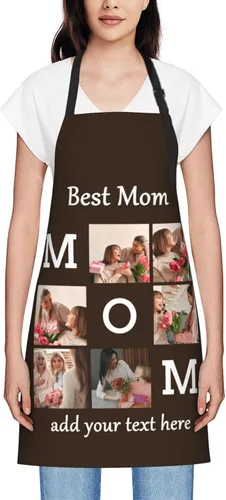 Miniatura 79 de Delantales personalizados para mujer, diseño de delantal de chef ajustable con nombre, textos, fotos, flores, regalos para el día de la madre