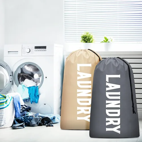 Miniatura 2 de Paquete de 2 bolsas de lavandería de viaje XL, organizador de ropa sucia lavable a máquina, lo suficientemente grande como para contener 4 cargas