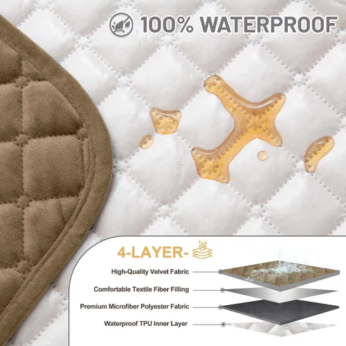 Miniatura 3 de Fundas para sofá seccional para perros 100% impermeables, funda de sofá de esquina en forma de L, para mascotas, de terciopelo, lavable