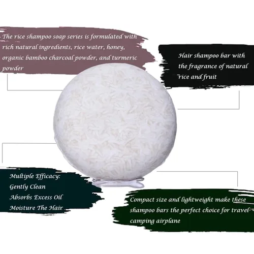 Miniatura 3 de Barra de champú de cúrcuma para limpieza profunda, control de aceite e hidratación del cabello seco, barra de champú de jabón sólido natural