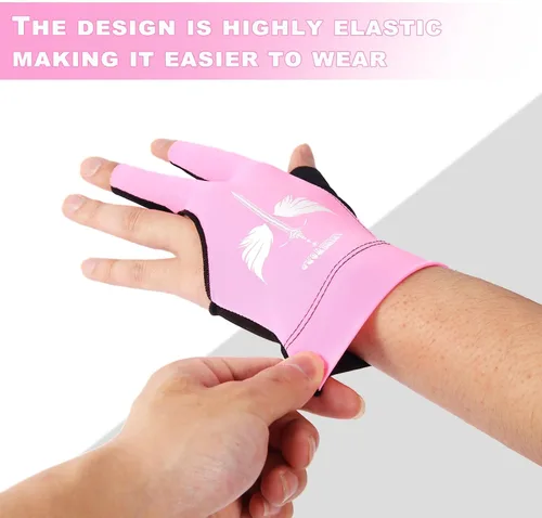 Miniatura 4 de ANIMSWORD Guantes de billar transpirables y cómodos que se adaptan a la mano izquierda o derecha, 3 dedos para guantes deportivos de Snooker Cue.