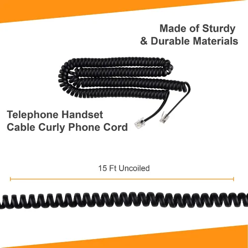 Miniatura 8 de iSoHo Phones: Cable de teléfono para teléfono fijo – sin problemas, cable de línea terrestre rizado para teléfono – fácil de usar + excelente Negro