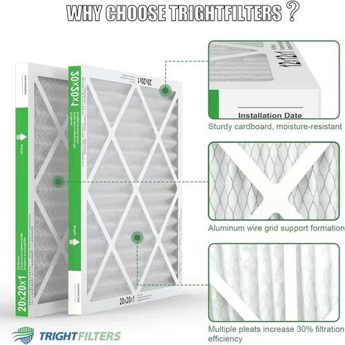 Miniatura 4 de TRIGHTFILTERS Filtro de Aire 20x20x1 pulgadas Paquete de 2, Filtros Plisados Duraderos MERV 8 para Hogar HVAC AC Calefacción, Repuesto de Filtro