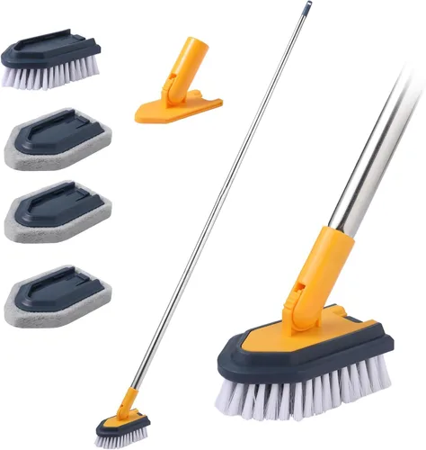 Miniatura 8 de BOOMJOY Cepillo limpiador de tina con mango largo, extensible de 58 pulgadas 3 en 1 Cepillo limpiador de bañera con mango largo, cepillo de limpieza
