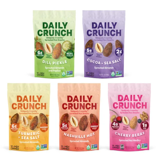 Miniatura 24 de Daily Crunch Almendras germinadas y nueces deshidratadas para un crujido único, apto para dieta cetogénica, sin OMG, sin gluten, 4 onzas