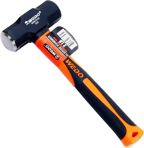 WEDO Martillo de trineo de 2 libras con mango de fibra de vidrio, club, perforación, martillo para grietas, acero de alto carbono, longitud 10.157