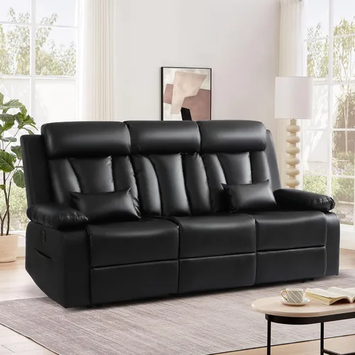 Miniatura 9 de Sofá biplaza reclinable eléctrico con consola, sofá reclinable eléctrico con calor y masaje, sofá biplaza reclinable de pared con puertos dobles