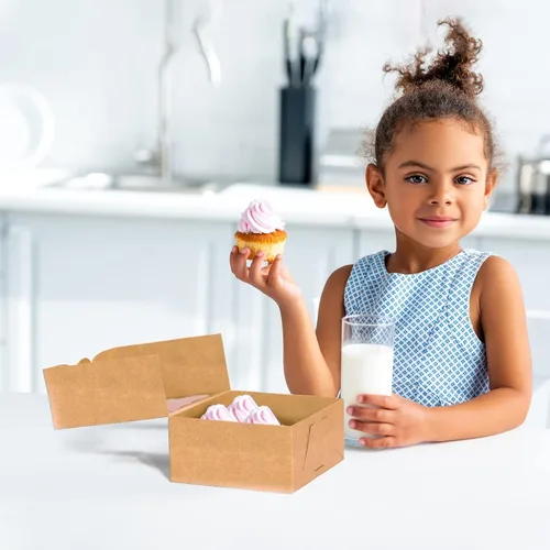 Miniatura 7 de Paquete de 20 cajas de galletas para regalo, cajas de panadería de 6 x 6 x 3 pulgadas con ventana, recipientes pequeños extragruesos para galletas
