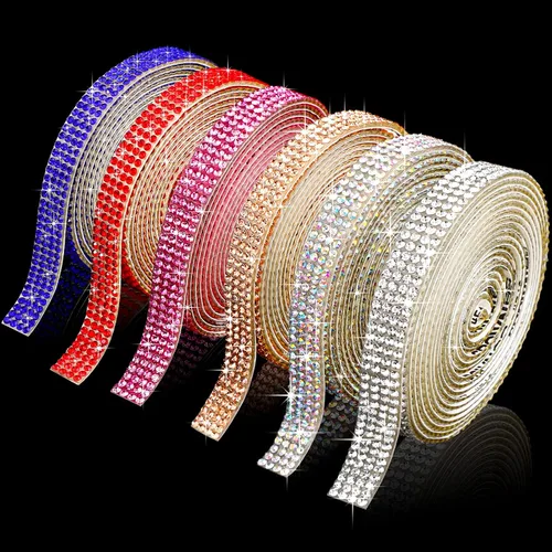 Miniatura 9 de Outus Rollo de cinta de diamantes de imitación de cristal autoadhesiva con diamantes de imitación para decoración de San Valentín, cumpleaños