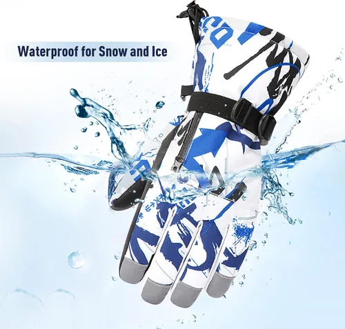Miniatura 4 de Zando Guantes de nieve para niños y niñas, guantes impermeables de invierno, guantes de esquí para niños, guantes de viento cálidos
