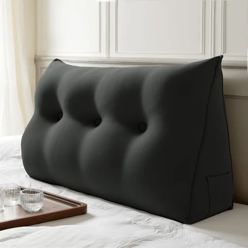 Miniatura 44 de WOWMAX Almohada de Cuña para Cabecero de Dormitorio Cabecero de Dormitorio Twin XL Almohada de Refuerzo para Cama con Funda Removible, 85% Lino 15%