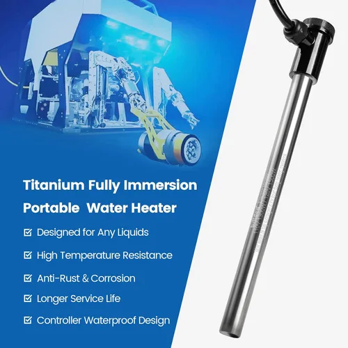 Miniatura 3 de Briidea Calentador de inmersión de titanio de 1500 W, calentador de agua sumergible portátil con sensor anticorrosión y termostato, calentamiento
