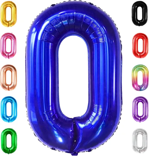 Miniatura 101 de Globo gigante plateado del número 0 de 40 pulgadas – Globo Mylar del número 0 Globo plateado 0 para decoraciones de fiesta Globo plateado