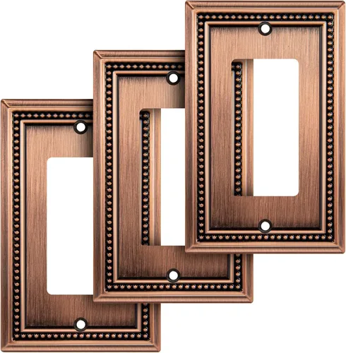 Miniatura 12 de Henne Bery Sunken Pearls - Placa de pared decorativa resistente para interruptor, cubierta para tomacorrientes (doble dúplex, níquel satinado)