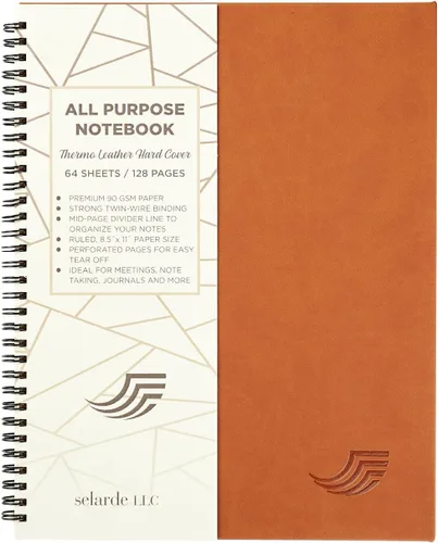 Miniatura 10 de Selarde - Cuaderno multiusos, tapa dura, 80 hojas/160 páginas con línea divisora de página media, papel de 8.5 x 11 pulgadas, 3.17 oz/m², Negro