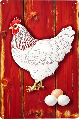 Funny Chicken Metal Sign Aluminum Wall Plaque, 11.81 x 7.87 Inches (Farm Fresh Eggs)