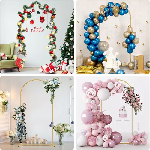 Miniatura 6 de Soporte de Fondo de Arco de Metal de 7.2 Pies Dorado para Boda con Globos, Marco de Arco Cuadrado para Decoración de Fiesta de Cumpleaños, Despedida