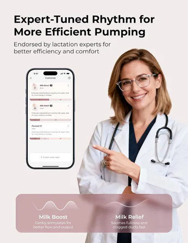 Miniatura 5 de Momcozy Air 1 - Bomba extractora de leche ultradelgada, sacaleche portátil manos libres con estuche de carga inalámbrica y control por aplicación