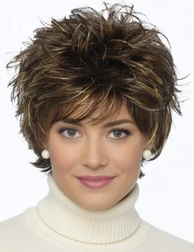 Miniatura 29 de TISHINING Pelucas rubias cortas en capas para mujeres blancas, longitud de la barbilla, color rubio ceniza, parte lateral, peluca Pixie Bob, cabello