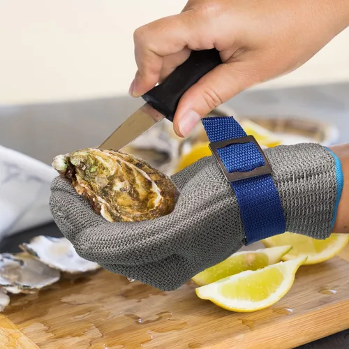 Miniatura 4 de Guantes resistentes al corte Schwer SlicePro ANSI A9 PR1707, guantes de alambre de acero inoxidable de grado alimenticio, guantes de corte