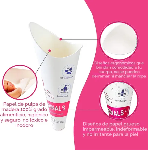 Miniatura 3 de JIURUN 30 unidades/50 unidades dispositivo desechable de orinación femenina, embudo portátil para orinar de pie desechable para mujeres, embudo