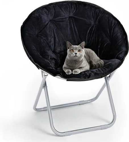SUPER DEAL Silla plegable con platillo, para adultos y niños, silla redonda portátil de piel sintética para sala de estar, dormitorio, apartamento,