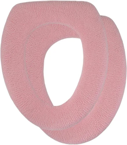Miniatura 19 de Funda suave para asiento de inodoro, calentador de asiento de inodoro de tela gruesa y afelpada para asientos de inodoro redondos y alargados de 14