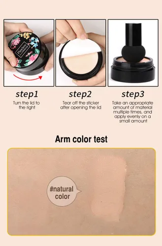 Miniatura 3 de Air Cushion CC Cream Corrector Hidratante Cepillo de Cabeza de Seta Impermeable Maquillaje Base Humectante BB Crema para Mujeres Niñas (flores)