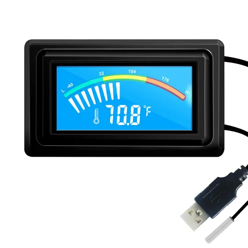 KETOTEK Termómetro digital medidor de temperatura Fuente de alimentación USB con sonda de sensor para acuario, vehículo, carcasa de PC, incubadoras,