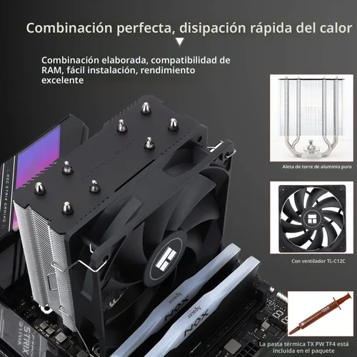 Miniatura 4 de Thermalright Assassin X120 Refined SE - Enfriador de aire para CPU, 4 tubos de calor, ventilador TL-C12C PWM, cubierta de disipador de calor