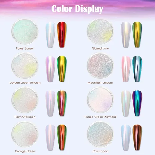 Miniatura 3 de Laza Polvo de uñas cromadas de sirena, uñas esmaltadas en forma de dona, pigmento metálico con efecto de espejo, polvo iridiscente de perlas