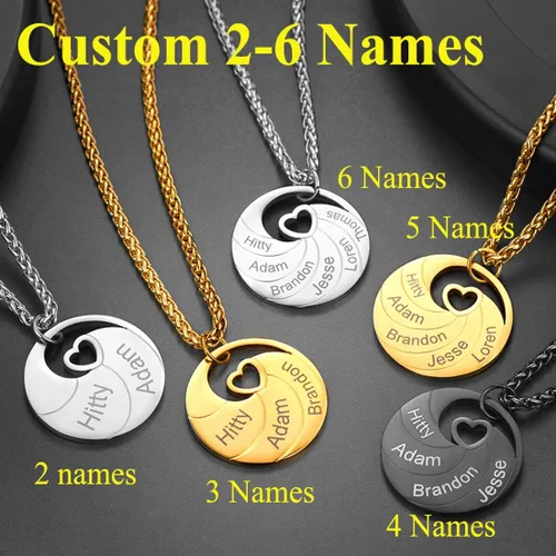 Miniatura 5 de U7 Collar para madre con grabado personalizado con nombre 234567 collar con piedra natal para mujeres y niñas, colgante para mamá, abuela, esposa