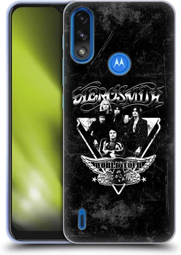 Head Case Designs Officially Licensed Aerosmith World Tour Black and White Gel Case [Military Grade Protection] Compatible with Moto E7 Power/Moto
