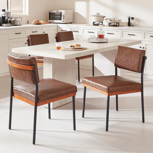 Miniatura 9 de Juego de 2 sillas de comedor modernas, sillas de cocina con cojines gruesos y almohadillas ajustables, sillas de comedor tapizadas de piel sintética