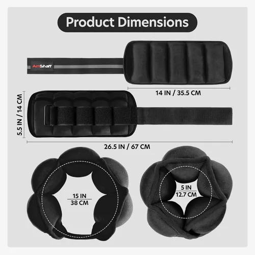 Miniatura 3 de AmStaff Fitness Pesas de tobillo ajustables, 1 par de correas de peso de piernas de 2, 4, 6, 8, 10 libras para entrenamiento de fuerza, caminar