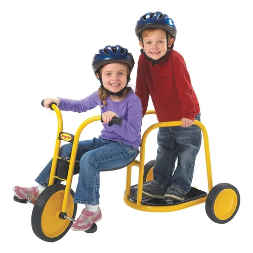 Children's Factory MyRider Chariot Bike para hasta dos pasajeros, triciclo para niños a partir de 3 años, soporta hasta 140 libras, color amarillo