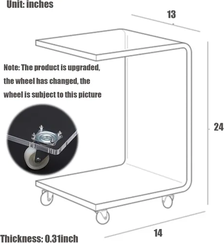 Miniatura 2 de Mesa auxiliar de acrílico en forma de C,Mesa auxiliar de sofá móvil transparente,Mesita de noche moderna para sala de estar