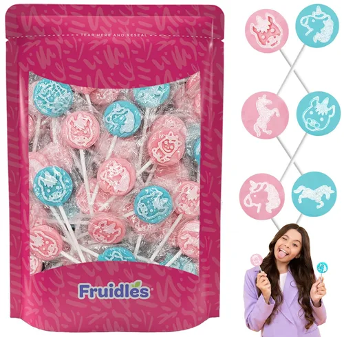 Miniatura 4 de Fruidles Caramelos de chupones de tatuajes de unicornio, ideales para rellenos de bolsas de fiesta, envueltos individualmente (media libra)